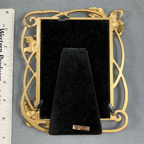 Ornate Metal Picture Photo Frame Hang or Stand 3.5 x 5" Orchids & Rhinestones - Picture 2 of 3